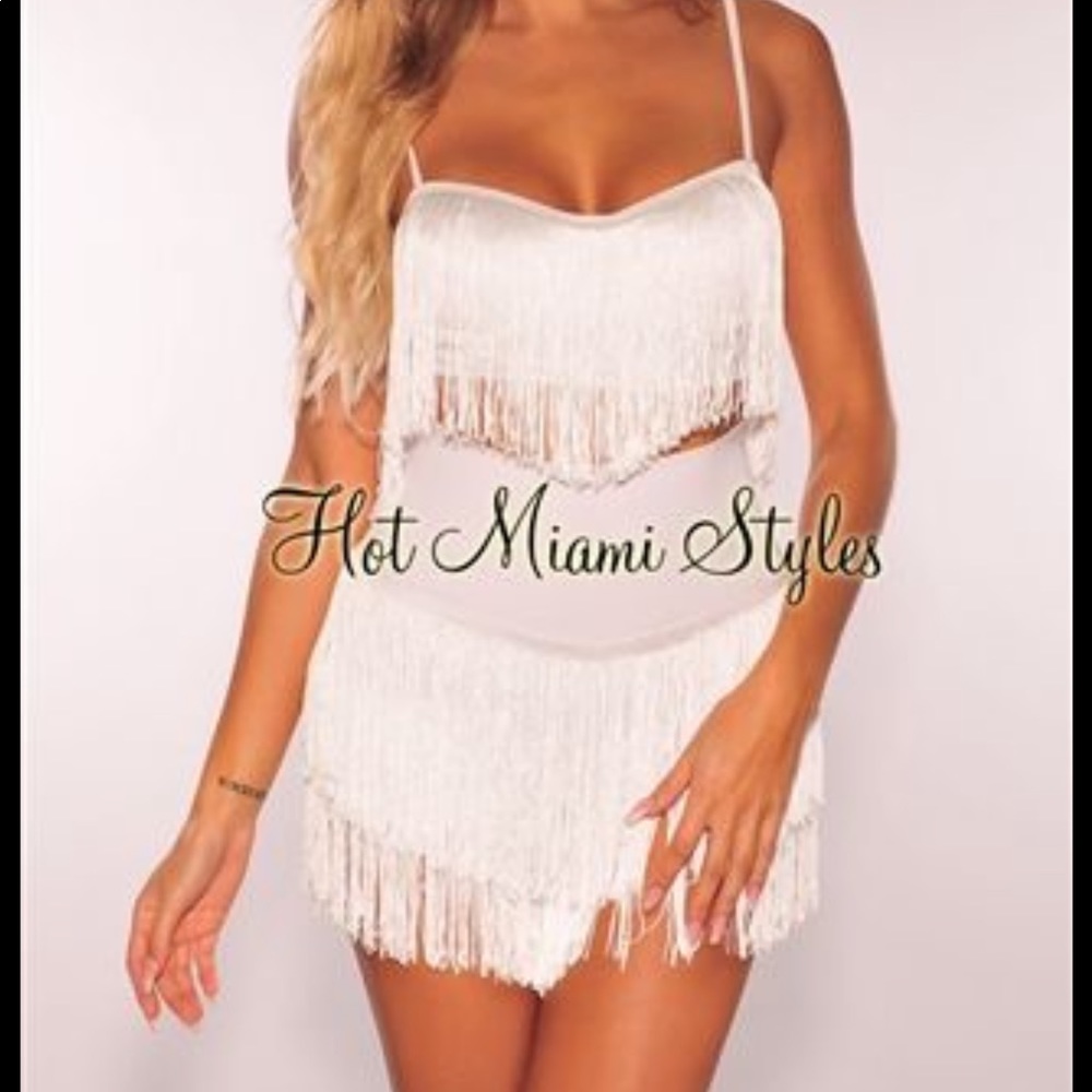 Fringe bustier two piece set